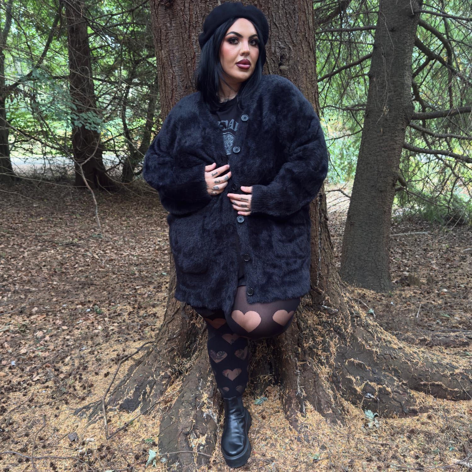 Fluffy Cardigan - Black - Zenithce