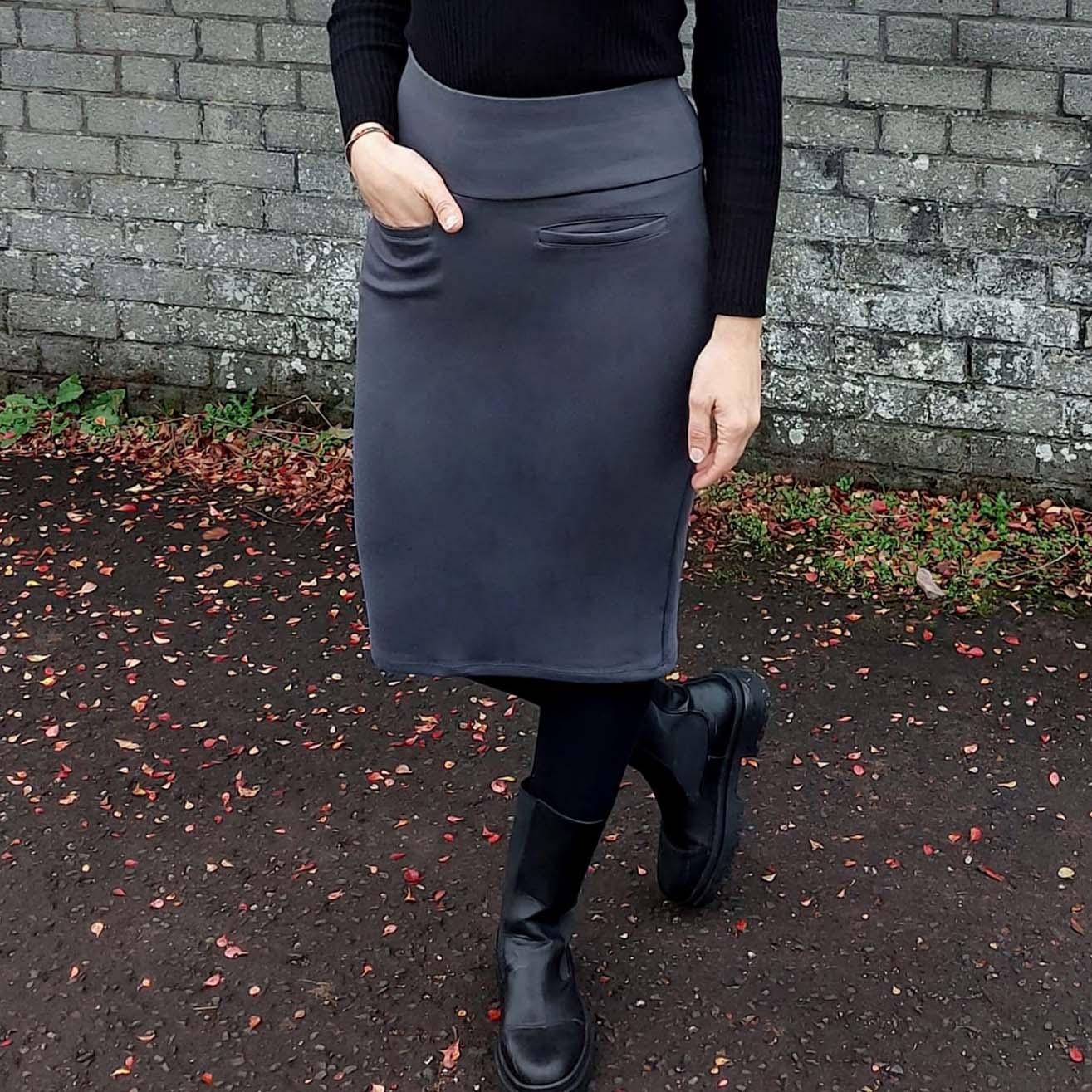 Pencil Skirt - Slate Grey - Zenithce