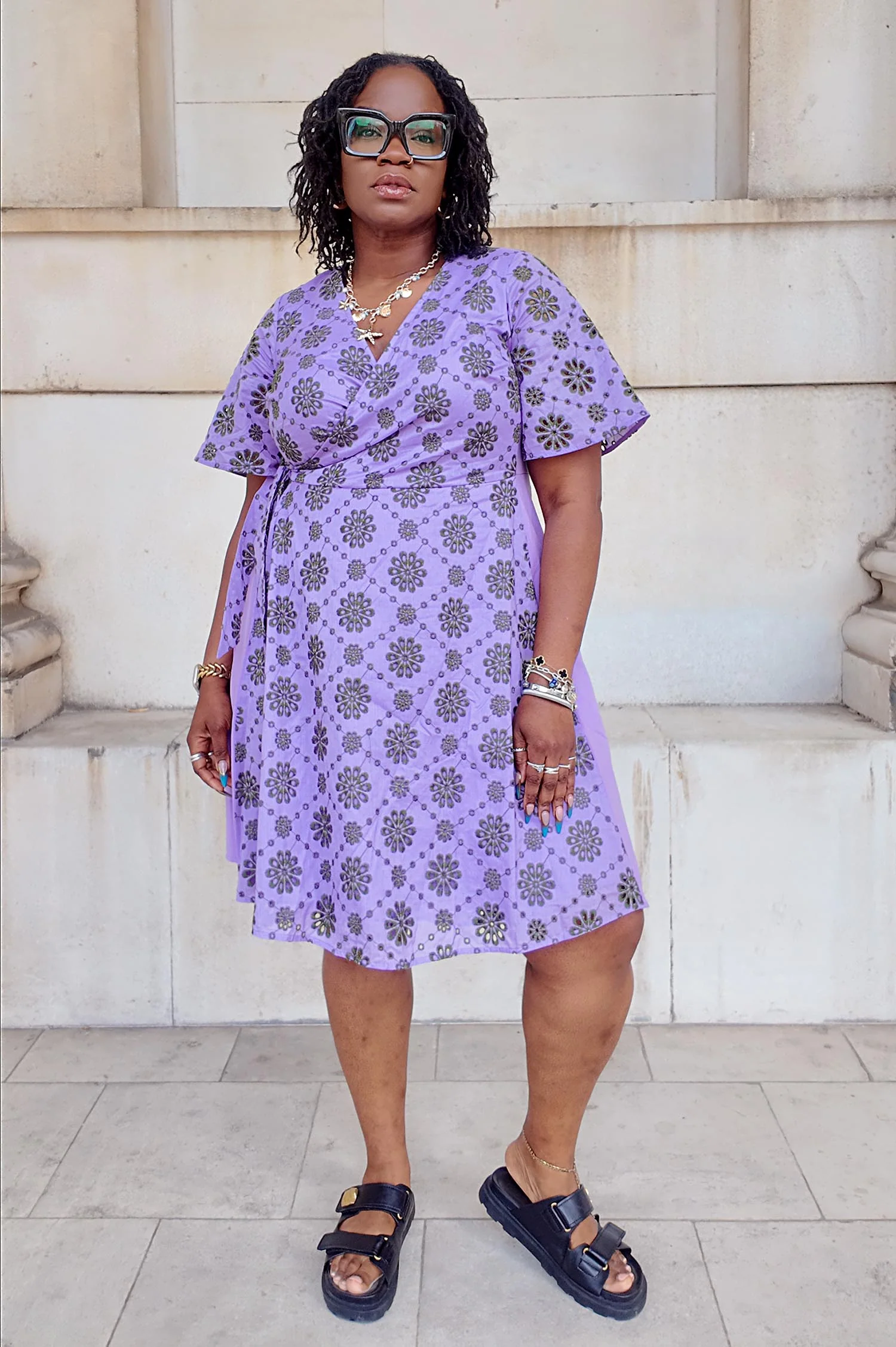 Broderie Anglaise Wrap Dress - Cassis de Violet - Zenithce