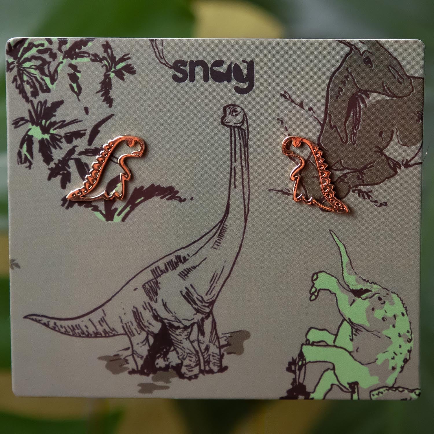 Dinosaur Stud Earrings - Gold - Zenithce