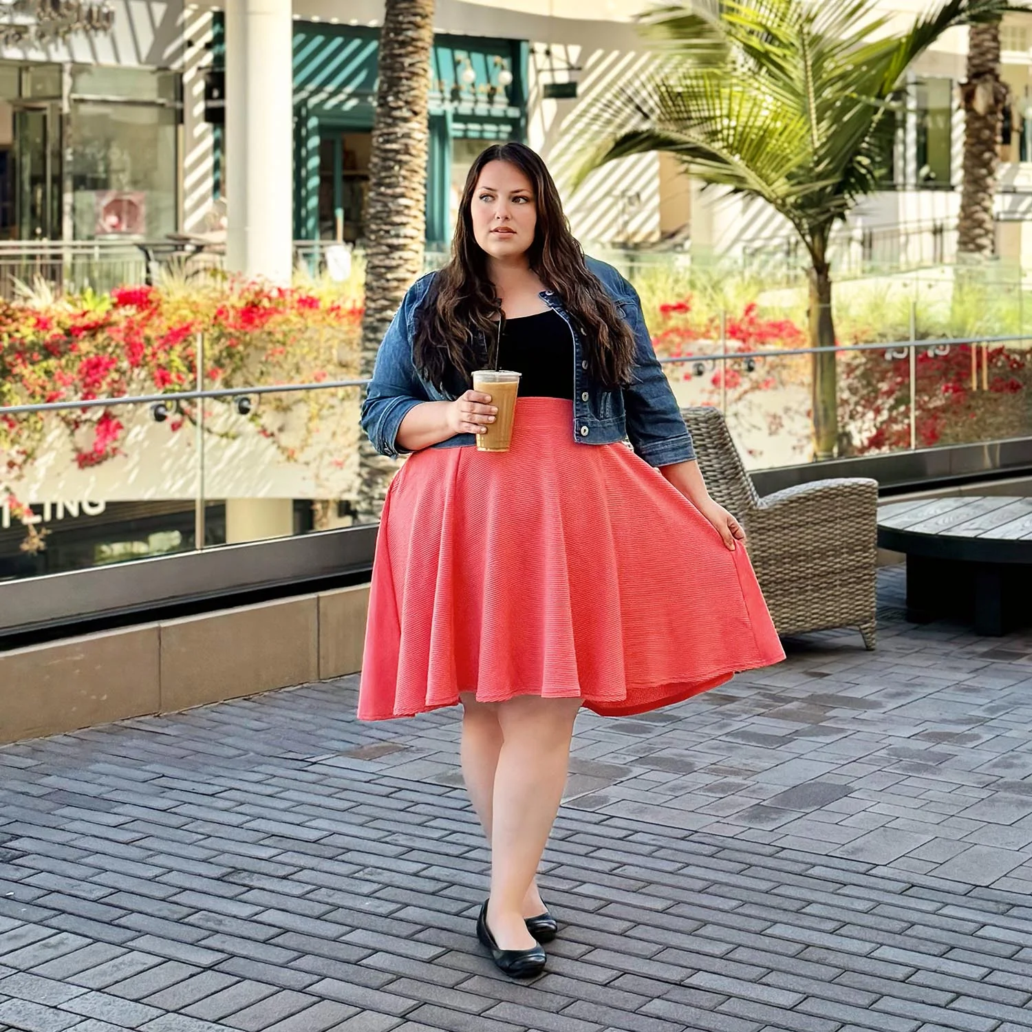 Ottoman Flare Skirt - Spiced Coral - Zenithce