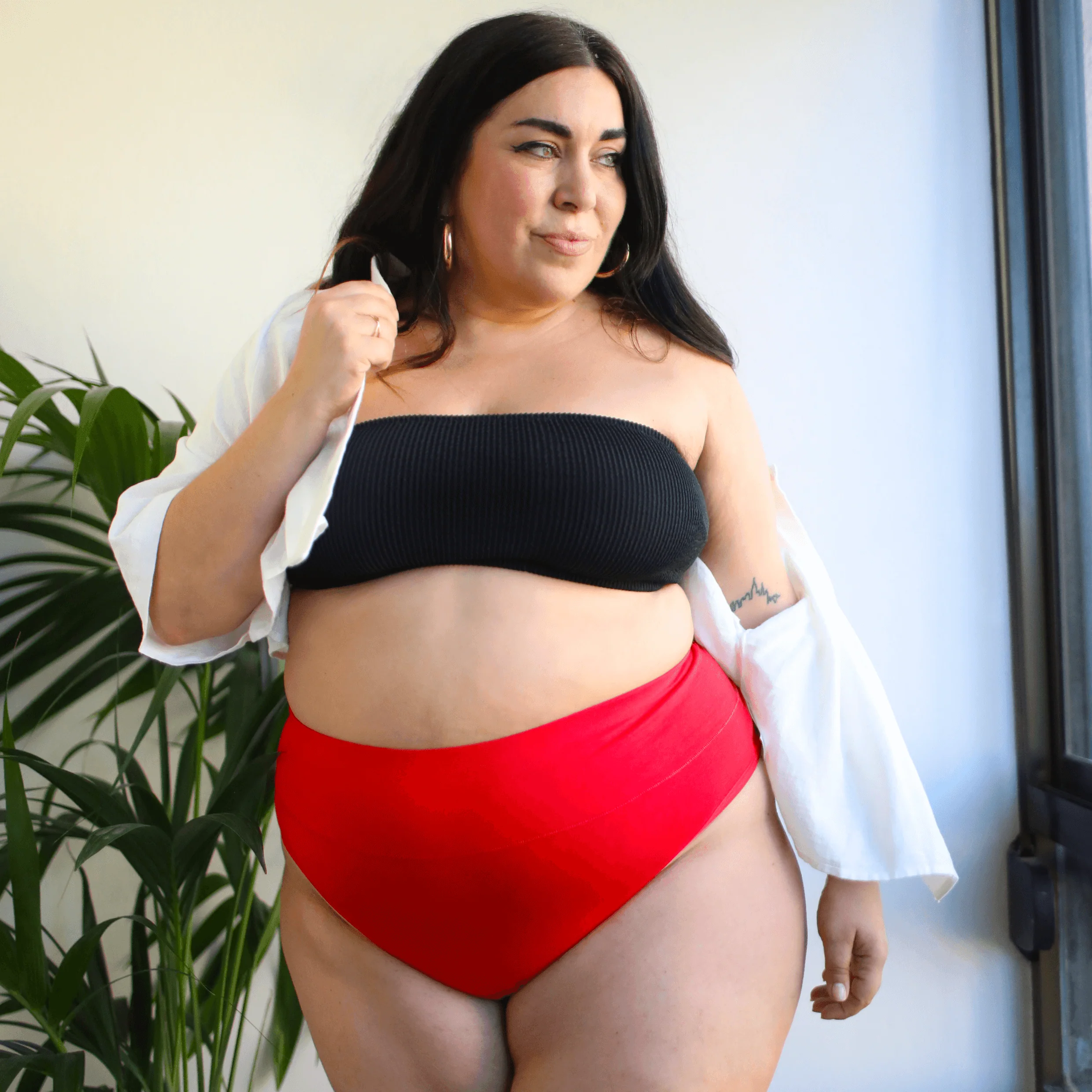 Organic Cotton Cheeky High Leg Knickers - Lobster - Zenithce