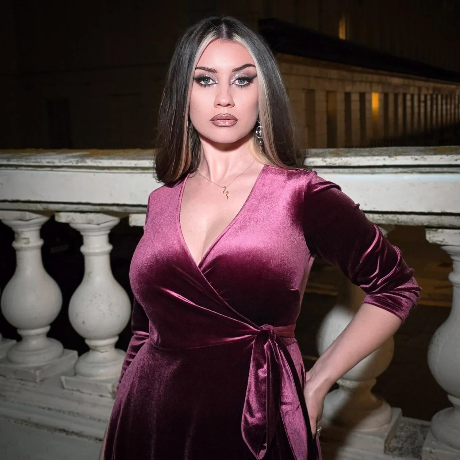 Velvet Wrap Dress - Cherry - Zenithce