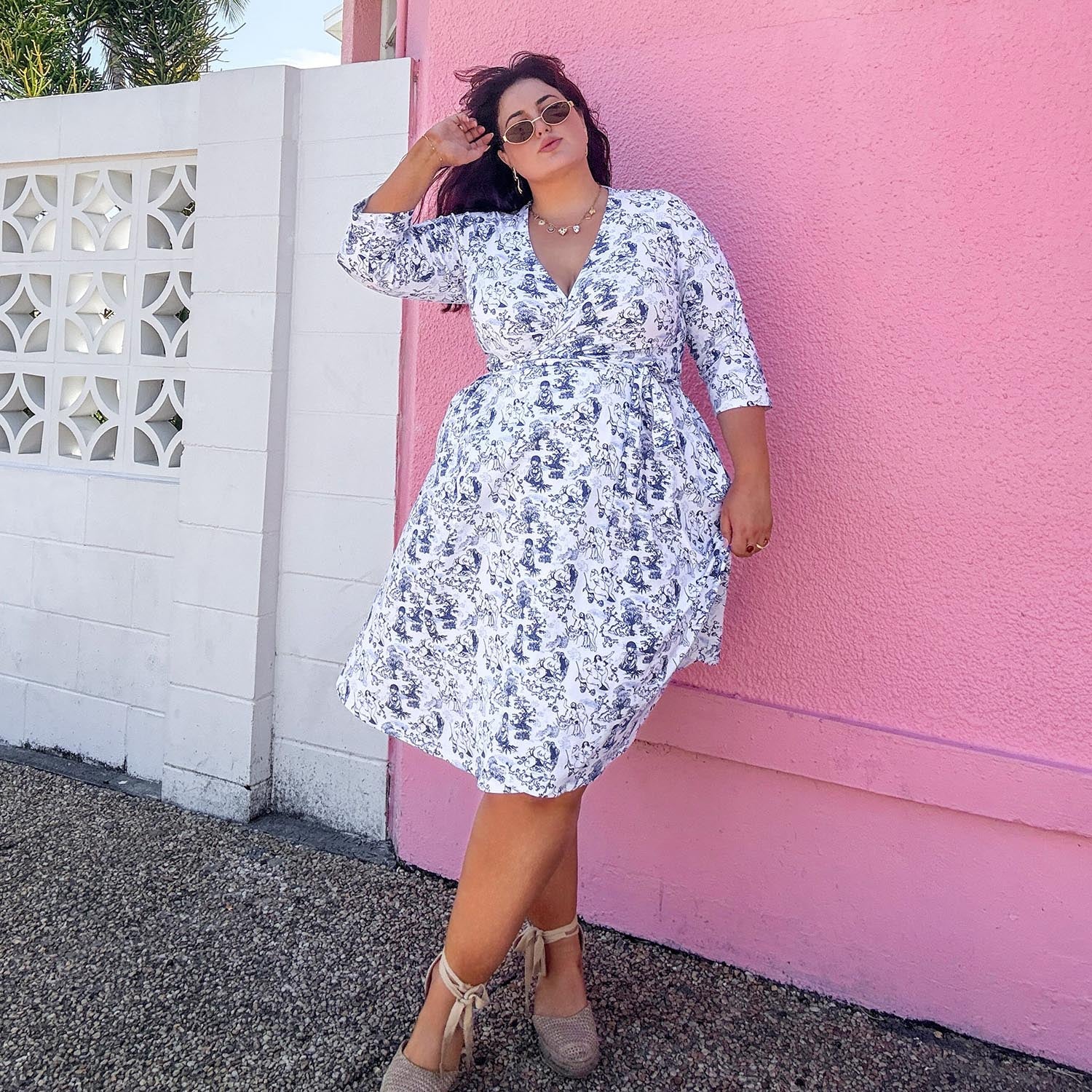 Wrap Dress - Passion au Jardin - L'Amour Bleu - Zenithce