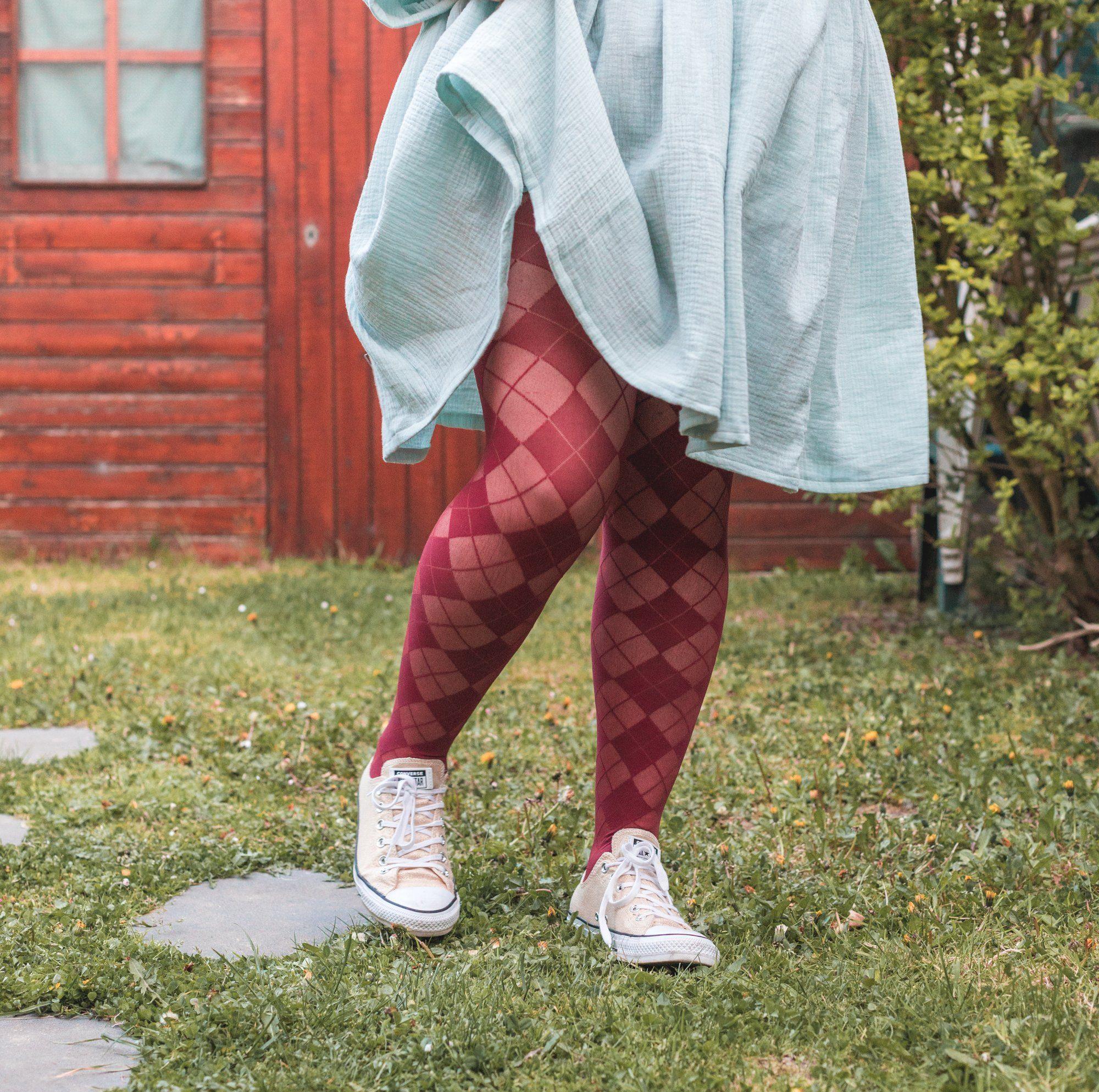 Diamond Tights - Burgundy - Zenithce