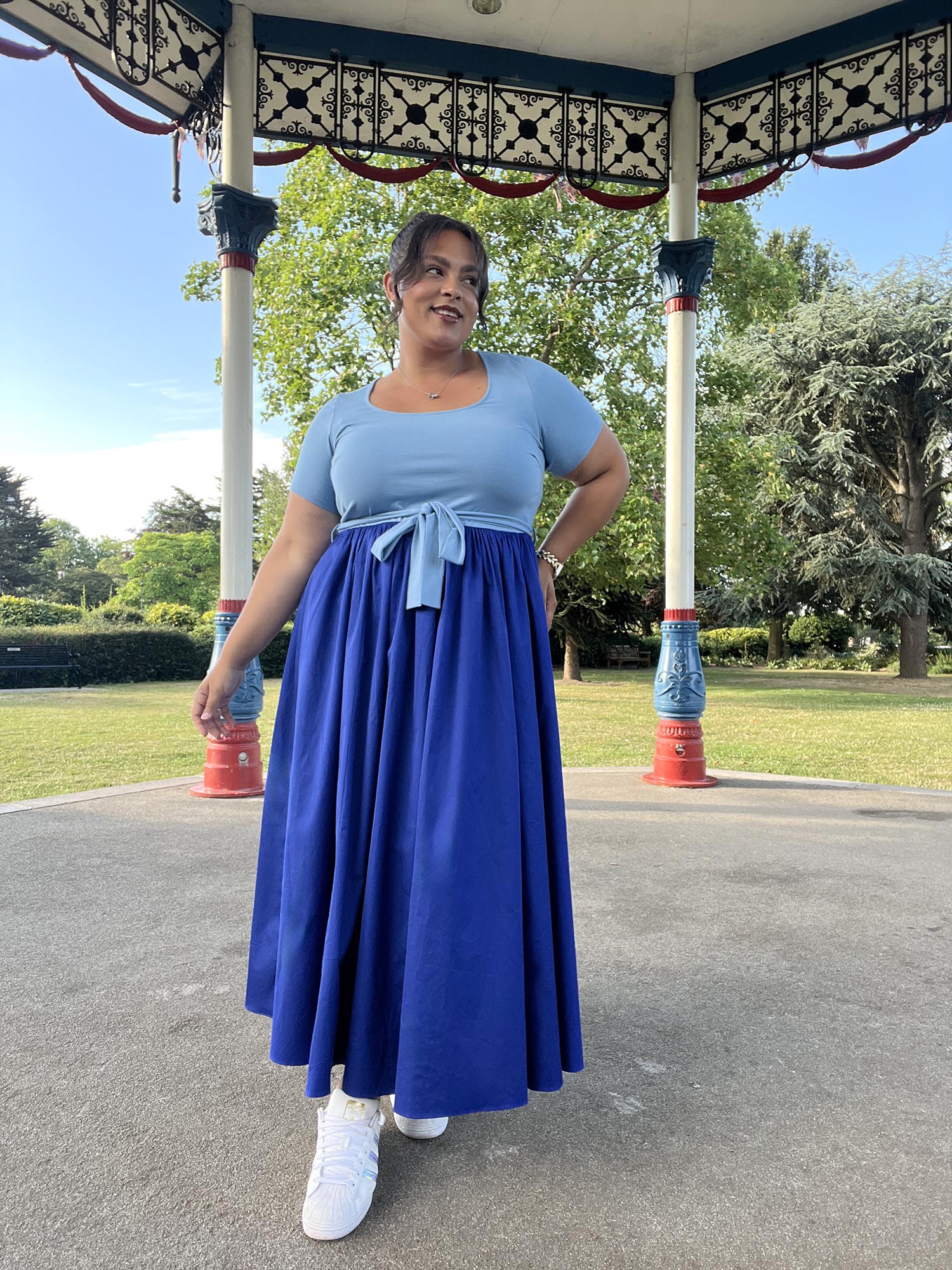 Midaxi Tee Poplin Dress - Duo Blue - Zenithce