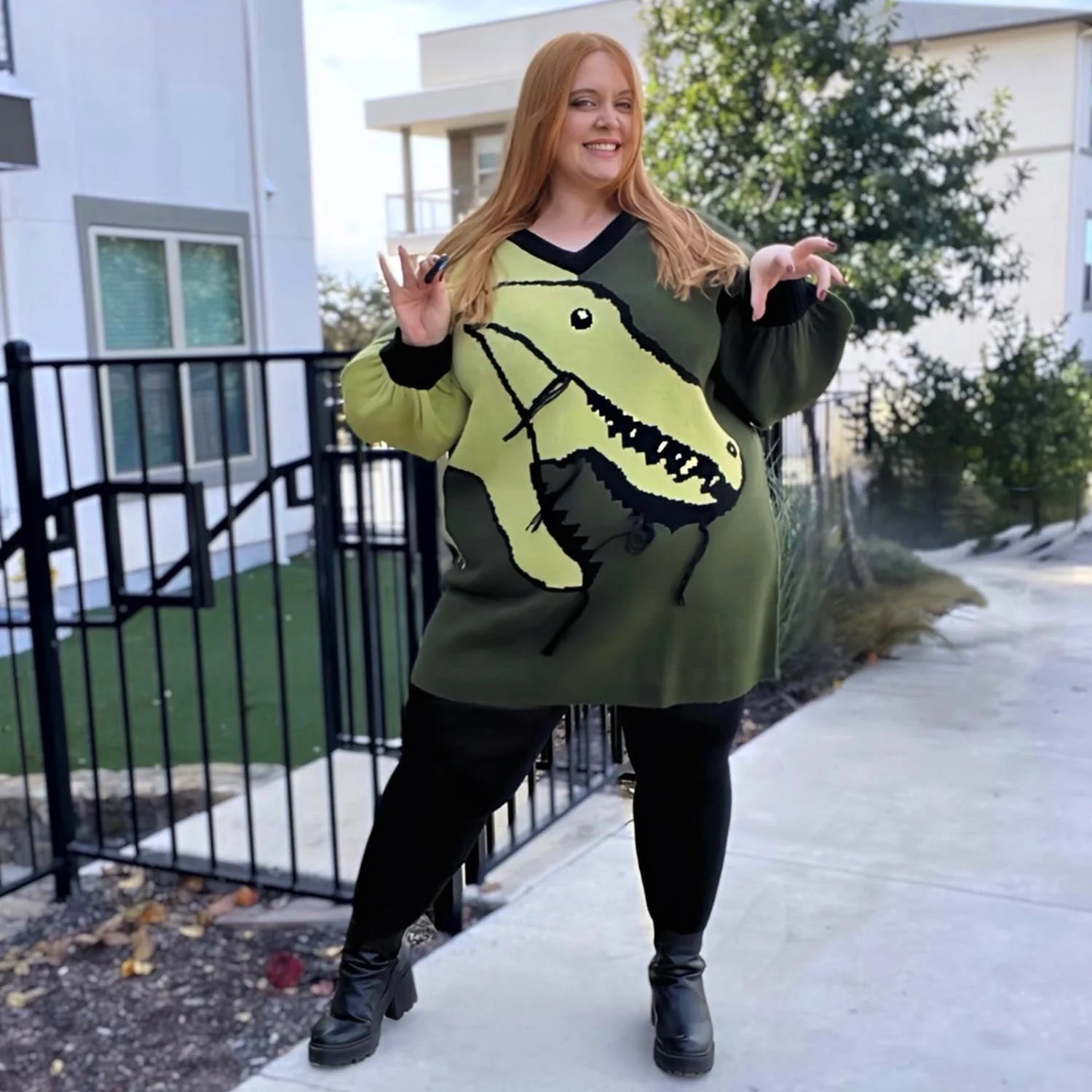 Dinosaur Jumper Dress - Rex - Zenithce