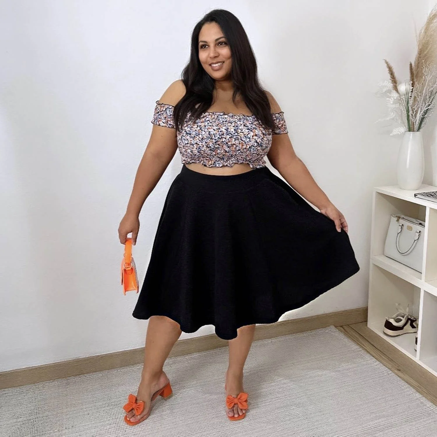 Ottoman Flare Skirt - Black - Zenithce