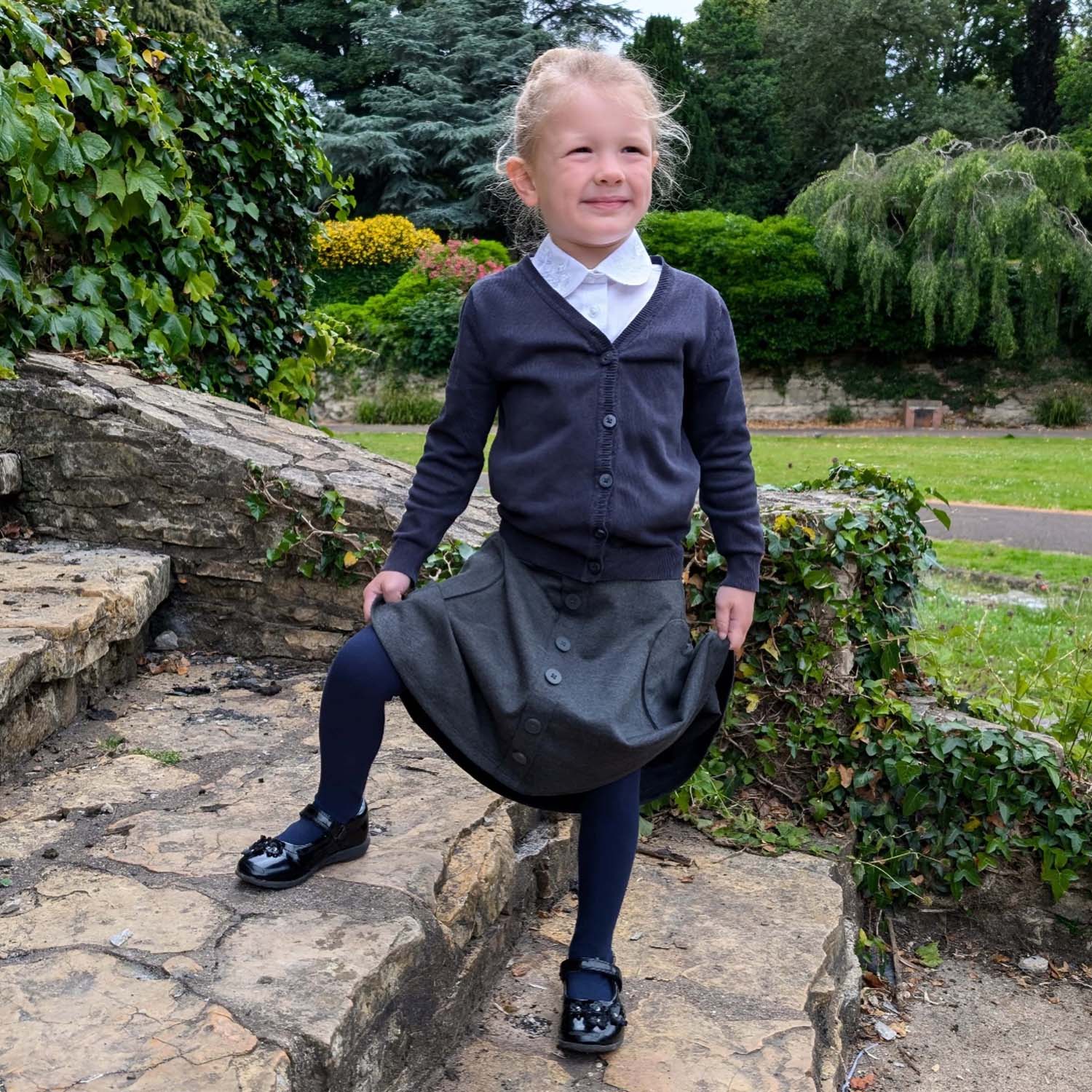 Kids Cotton Tights - Navy - Zenithce