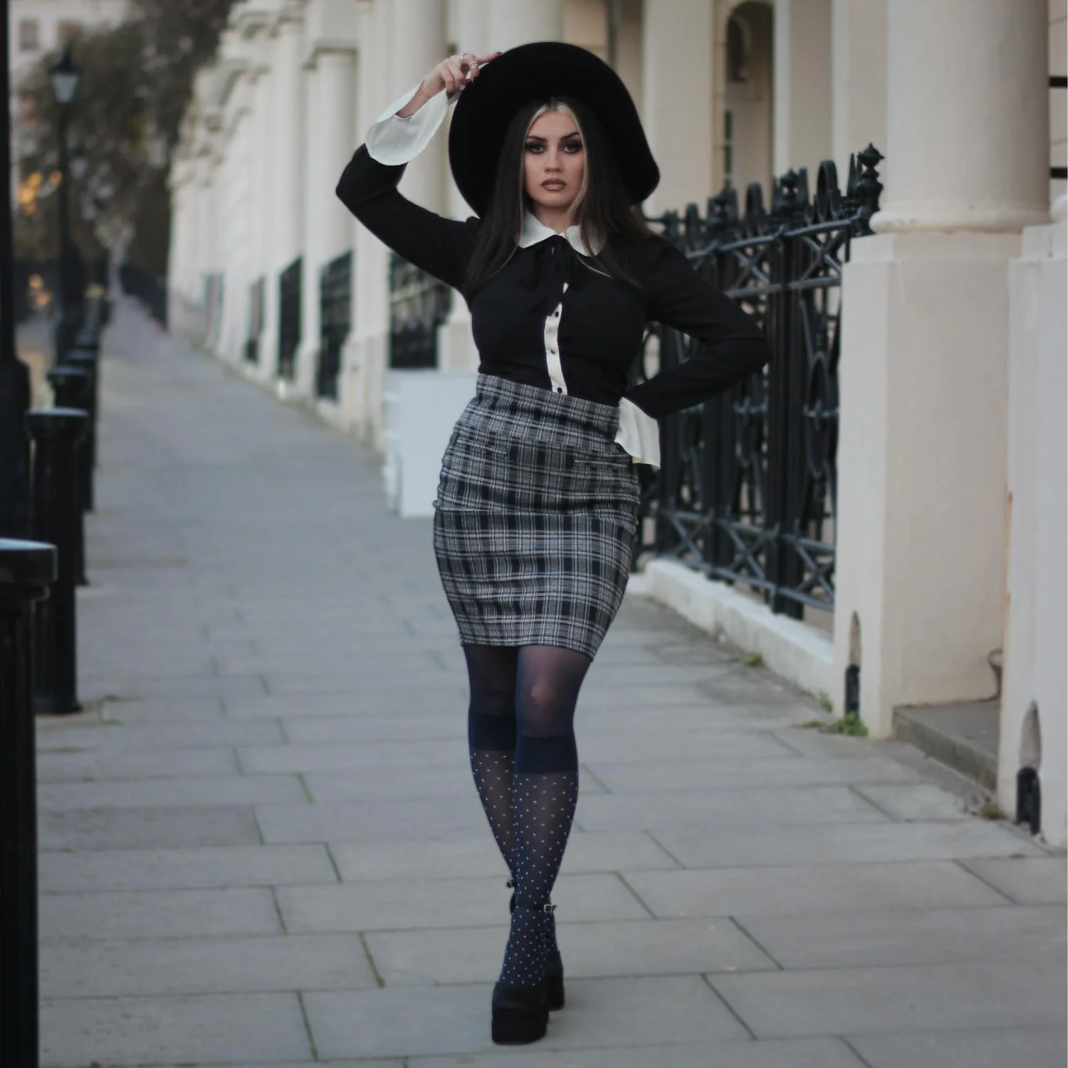 Seoul Chic Faux Sock Tights - Navy - Zenithce